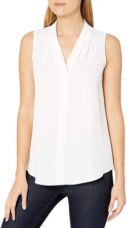 sleeveless white blouse