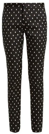 Slim Leg Spot Jacquard Twill Trousers - Womens - Black Multi