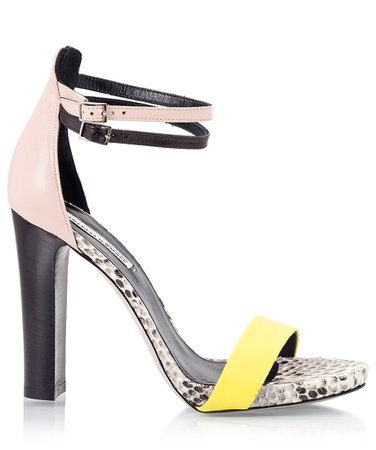 Fratelli Karida Sandals features motifs of '70s chevrons and stripes in nude, yellow and black shades
