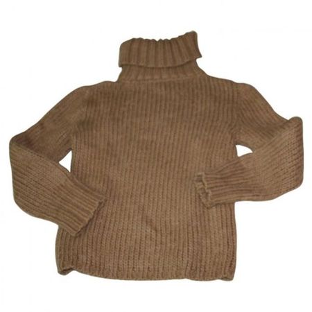brown ribbed turtleneck sweater