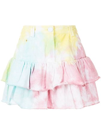 LoveShackFancy Landen tie-dye Tiered Mini Skirt - Farfetch
