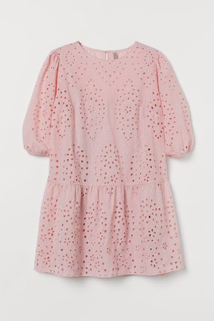 H&M+ Eyelet Embroidery Dress - Light pink - Ladies | H&M US