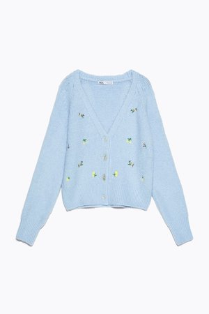 FLORAL EMBROIDERED KNIT CARDIGAN | ZARA United States