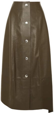 Leather Midi Skirt - Army green