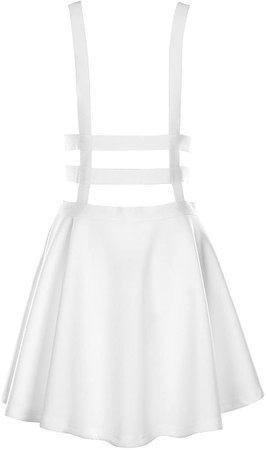 EXCHIC Women's Pleated Elastic Waist Skirt Fashion A-Line Suspender Brace Skirt (White, XL): Amazon.co.uk: Clothing