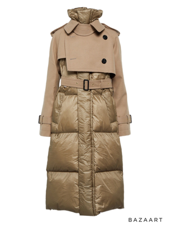 SACAI Wool-trimmed puffer coat