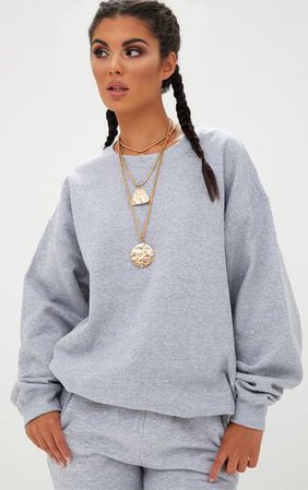 Grey Marl Ultimate Oversized Sweater | PrettyLittleThing