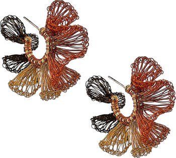 Lavish Coral Ruffle Crochet Hoop Earrings | Nordstrom
