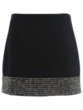 French Connection Crystal Shot Mini Skirt, Black/Silver at John Lewis & Partners
