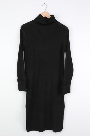 Black Sweater Dress - Turtleneck Dress - Turtleneck Sweater Dress - Lulus