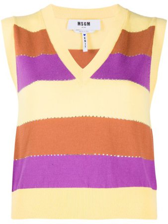 Shop yellow & purple MSGM horizontal-stripe sleeveless jumper with Express Delivery - Farfetch