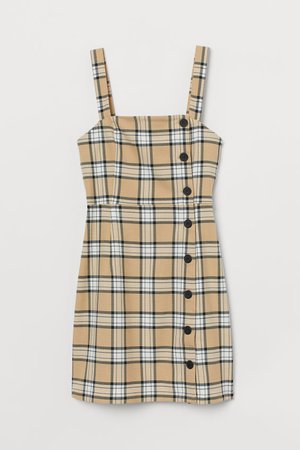 Short Dress - Beige/plaid - | H&M US