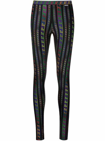 Shop Versace Greca Neon-print leggings with Express Delivery - FARFETCH