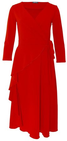 *Izabel London Red Frill Wrap Midi Dress