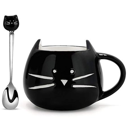 Koolkatkoo Gifts for Mom Cute Black Ceramic Little Cat Cups Coffee Mug Sets with Spoon for Women Mom Funny Pottery Tea Mugs for Girls Mother Mug Cat Lovers Mug Mom Mug: Amazon.ca: Home & Kitchen
