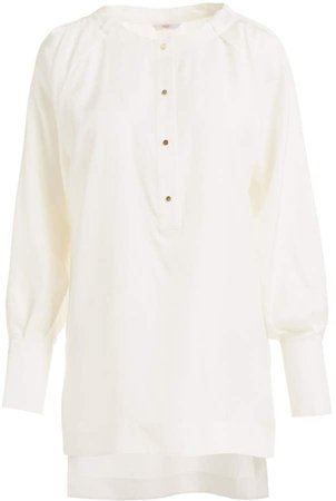 Pablo White Silk Long Sleeve Tunic Shirt