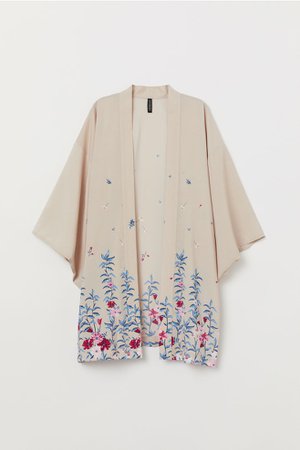 Kimono mit Druck - Beige/Blumen - | H&M DE