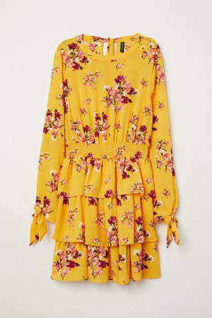 Flounced Dress - Yellow
