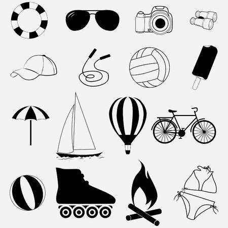 Set Of Summer Logos Of Icons. Black And White Royalty Free Cliparts, Vectors, And Stock Illustration. Image 80901231.