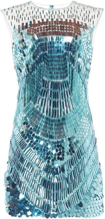 Sequin-Embellished Tulle Mini Dress