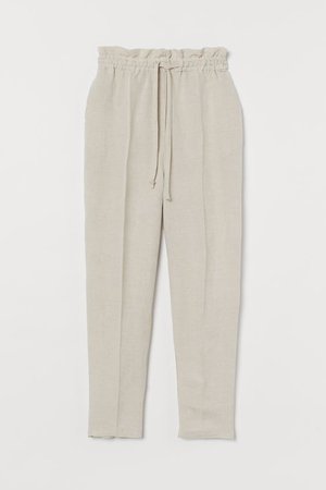 Linen-blend Pull-on Pants - Light beige melange - Ladies | H&M US