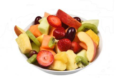 A Plastic Cup Of Fresh Cut Fruit. Isolated On White With Reflection,.. Stock Photo, Picture And Royalty Free Image. Image 53558407.