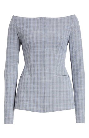 Theory McClair Plaid Off the Shoulder Jacket | Nordstrom