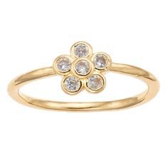 LC Lauren Conrad Gold Tone Simulated Crystal Flower Ring