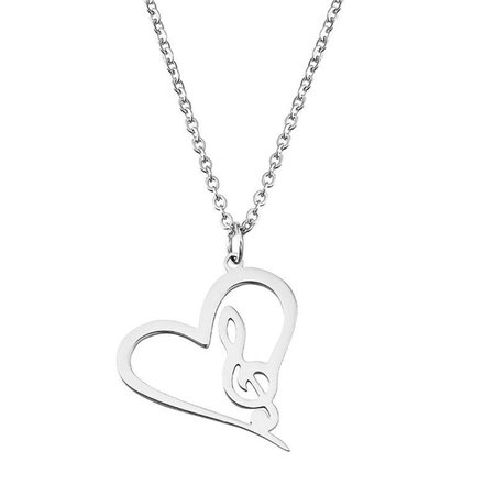 silver music note necklace simple - Google Search