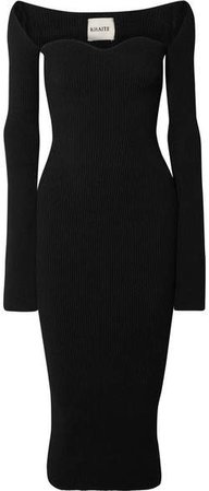 Beth Ribbed-knit Midi Dress - Black