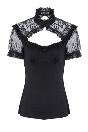 Ingrid Black Lace Sleeve Gothic Top by Dark in Love | Ladies