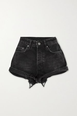 Black Rolling Out distressed denim shorts | Ksubi | NET-A-PORTER