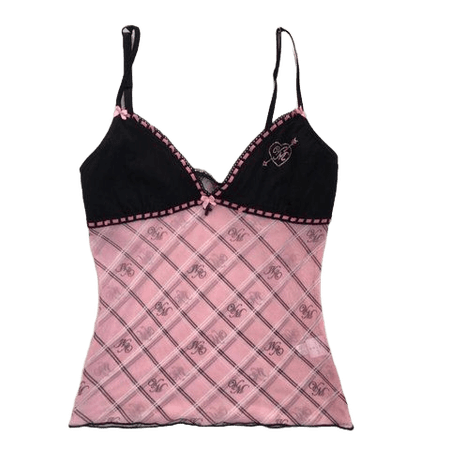 black pink plaid lingerie cami y2k