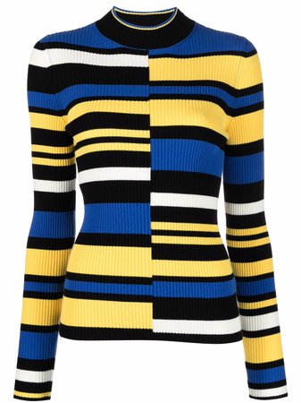 Shop MSGM striped ribbed-knit jumper with Express Delivery - FARFETCH