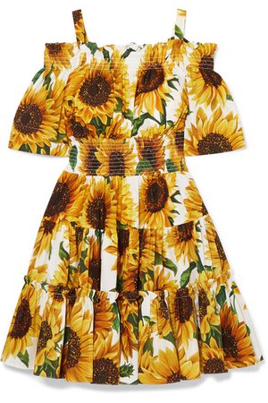Dolce & Gabbana | Cold-shoulder tiered floral-print cotton-poplin mini dress | NET-A-PORTER.COM
