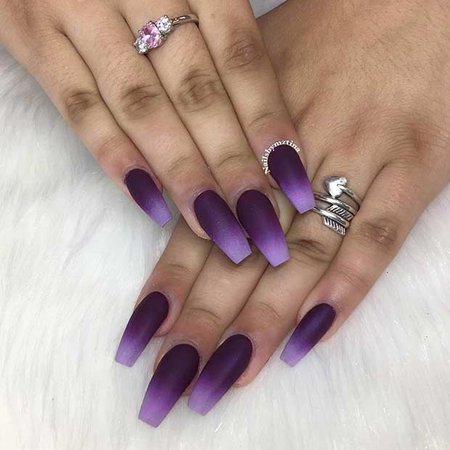 Violet Gradient Coffin Nails