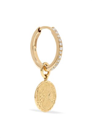 Anissa Kermiche | Louise D'Or Coin 18-karat gold diamond hoop earring | NET-A-PORTER.COM