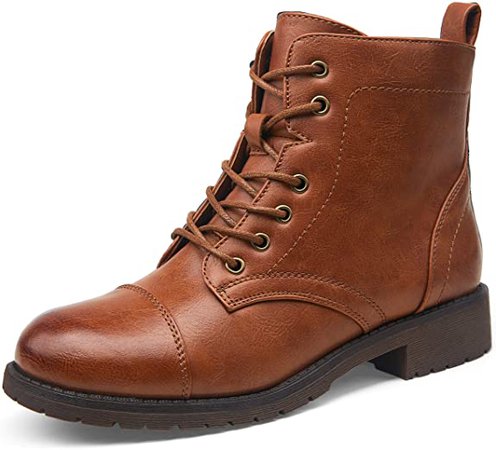 Amazon.com | VEPOSE Women's Ankle Boots Brown Fashion Booties Low Heel Lace up Ankle Boots for Women Size 10(CJY910 Brown 10) | Ankle & Bootie