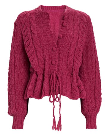 LoveShackFancy Girard Cable Knit Alpaca-Blend Cardigan | INTERMIX®