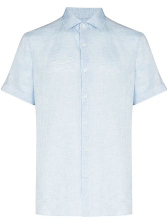 Shop blue Ermenegildo Zegna short-sleeve linen shirt with Express Delivery - Farfetch