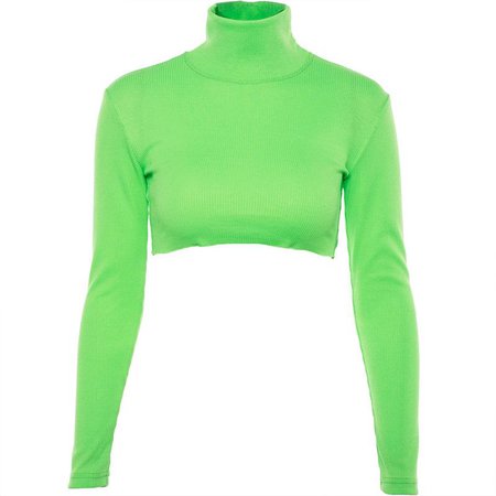 Lime Green Long Sleeve Cropped Top