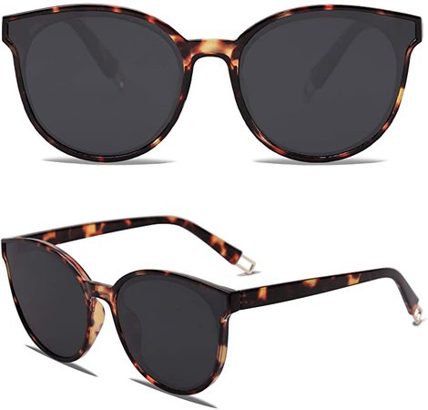 Amazon.com: SOJOS Fashion Round Sunglasses for Women Men Oversized Vintage Shades SJ2057 with Tortoise Frame/Grey Lens: Clothing