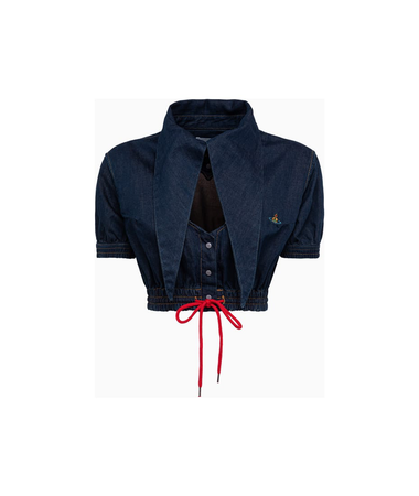 vivienne westwood cropped heart shirt in tinted indigo