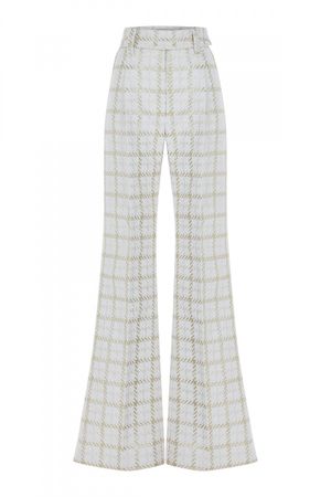 Houndstooth Pattern White Pants