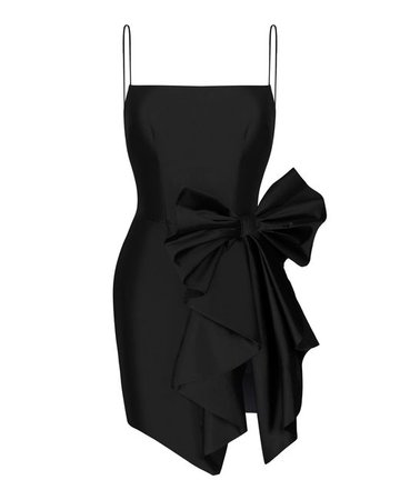Rasario Women's Black Bow Draped Silk Dress