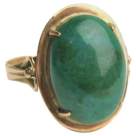 Art Nouveau 10 Karat Gold Malachite Ring For Sale at 1stdibs