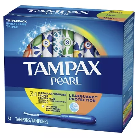 Tampax Pearl TriplePack Tampons - Regular/Super/Super Plus/ - Plastic - 34ct : Target