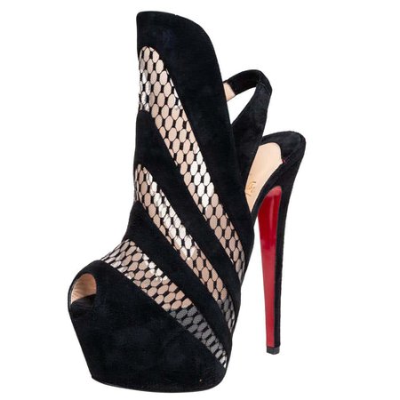 Christian Louboutin Suede and Lace Guizi Platform Ankle Boots Size 36.5 For Sale at 1stDibs
