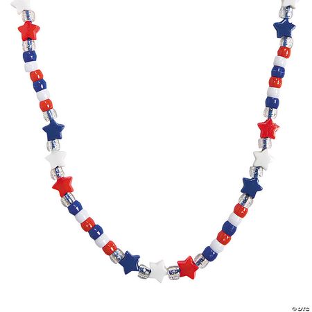Beaded Red, White & Blue Star Necklace Craft Kit - Makes 12 | Oriental Trading
