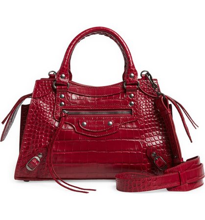 Balenciaga Neo Classic City Croc Embossed Leather Top Handle Bag | Nordstrom